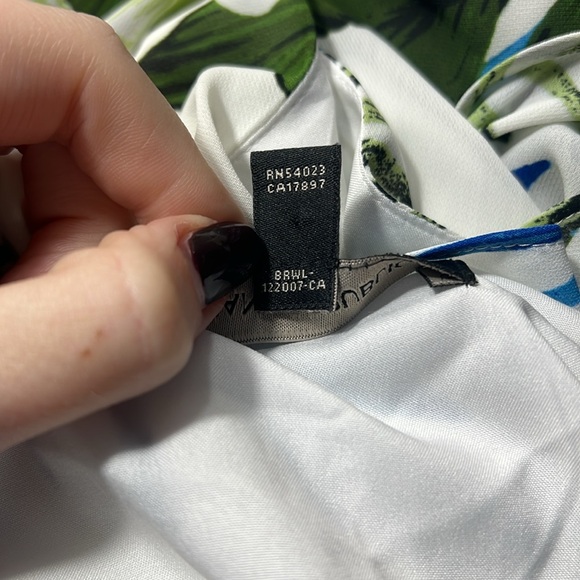 Banana Republic Floral High Low Maxi Dress - white/green/blue, size 8 - Picture 5 of 11